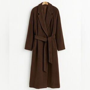 Les Copains | Brown Vintage Made in Italy Wool Textured Herringbone Coat L/XL
